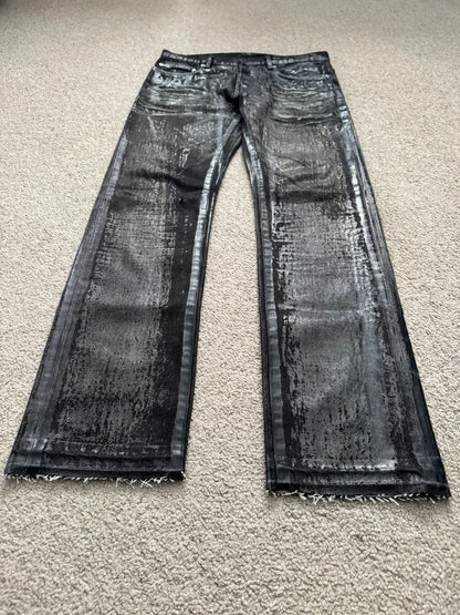 AW08 Dior Homme “Luster” Black Waxed Clawmark Denim Jeans