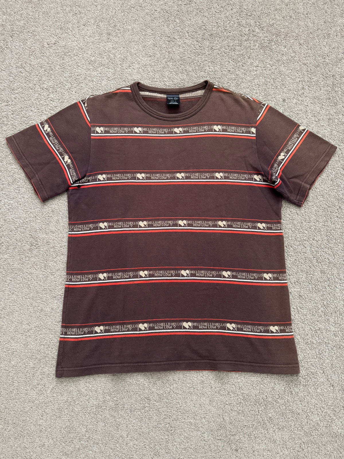 SS/AW03 Number (N)ine "Hello How Low" Crying Heart Striped T Shirt