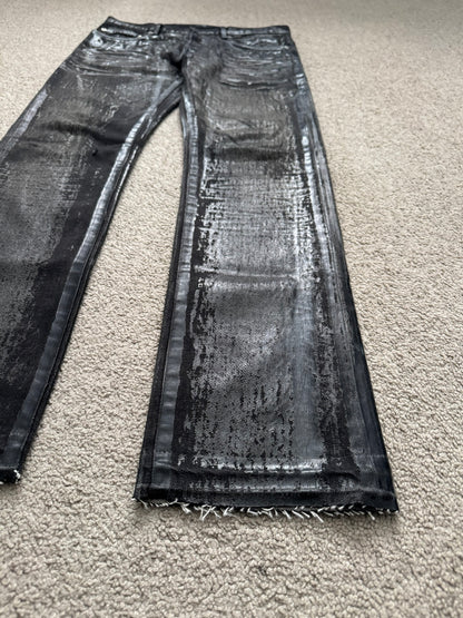 AW08 Dior Homme “Luster” Black Waxed Clawmark Denim Jeans