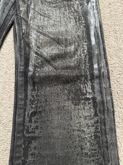 AW08 Dior Homme “Luster” Black Waxed Clawmark Denim Jeans