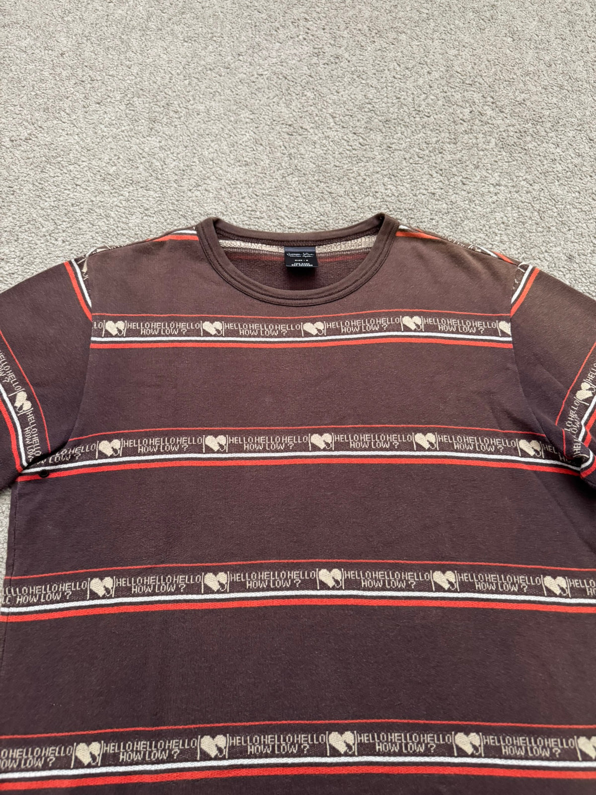 SS/AW03 Number (N)ine "Hello How Low" Crying Heart Striped T Shirt