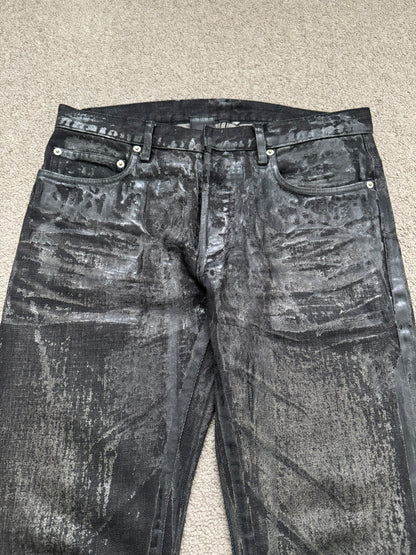 AW08 Dior Homme “Luster” Black Waxed Clawmark Denim Jeans