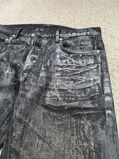 AW08 Dior Homme “Luster” Black Waxed Clawmark Denim Jeans