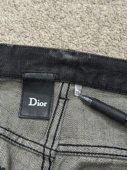 AW08 Dior Homme “Luster” Black Waxed Clawmark Denim Jeans