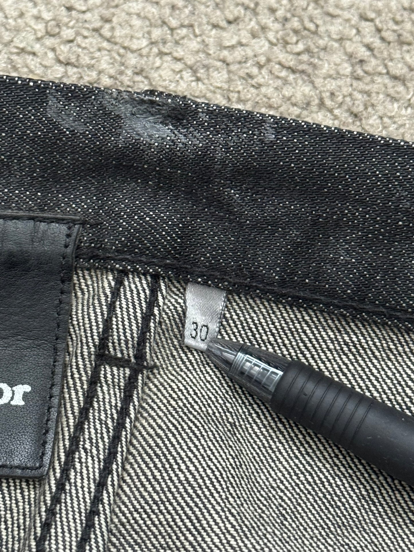 AW08 Dior Homme “Luster” Black Waxed Clawmark Denim Jeans