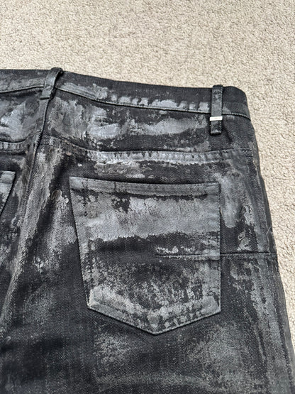 AW08 Dior Homme “Luster” Black Waxed Clawmark Denim Jeans
