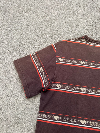 SS/AW03 Number (N)ine "Hello How Low" Crying Heart Striped T Shirt