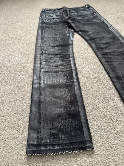 AW08 Dior Homme “Luster” Black Waxed Clawmark Denim Jeans