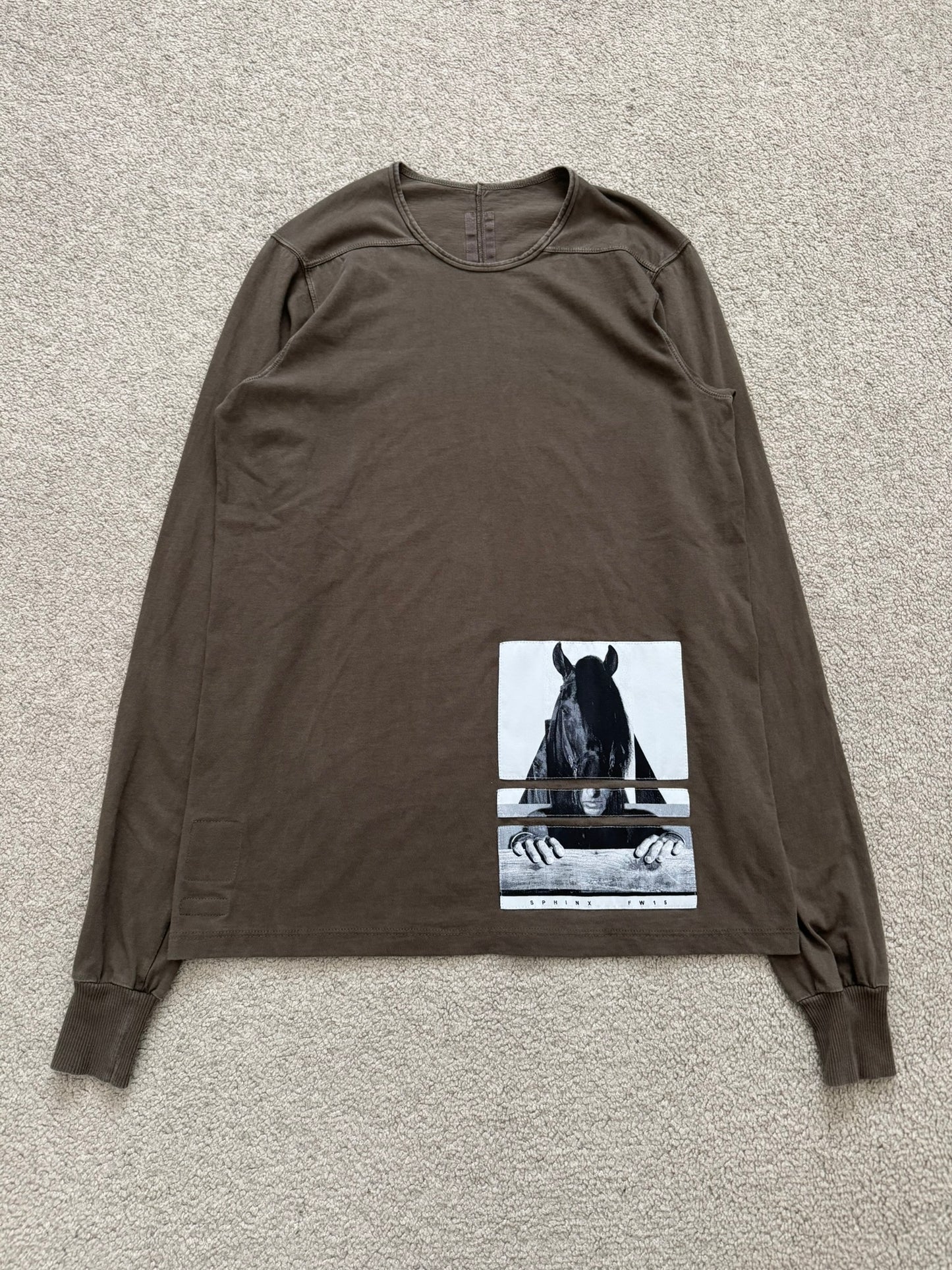 FW15 Rick Owens DRKSHDW "Sphinx" Horse Patch Long Sleeve T Shirt