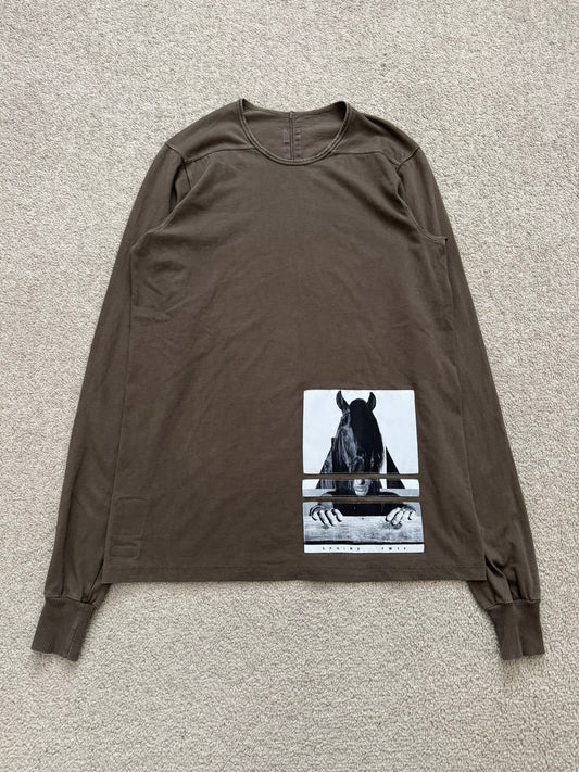 FW15 Rick Owens DRKSHDW "Sphinx" Horse Patch Long Sleeve T Shirt