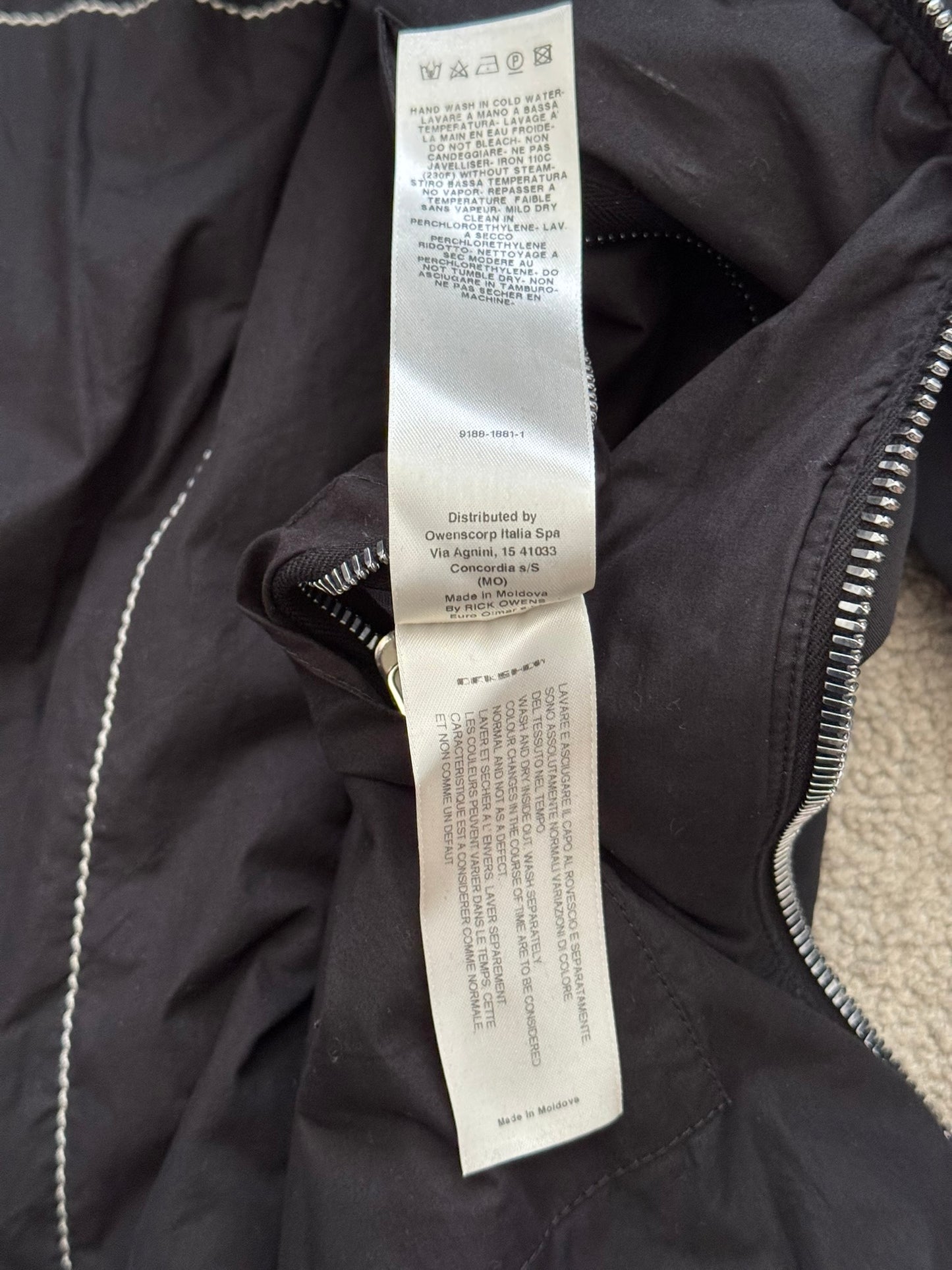 FW17 Rick Owens DRKSHDW “Glitter” Nylon Murray Button Sling Bomber Jacket