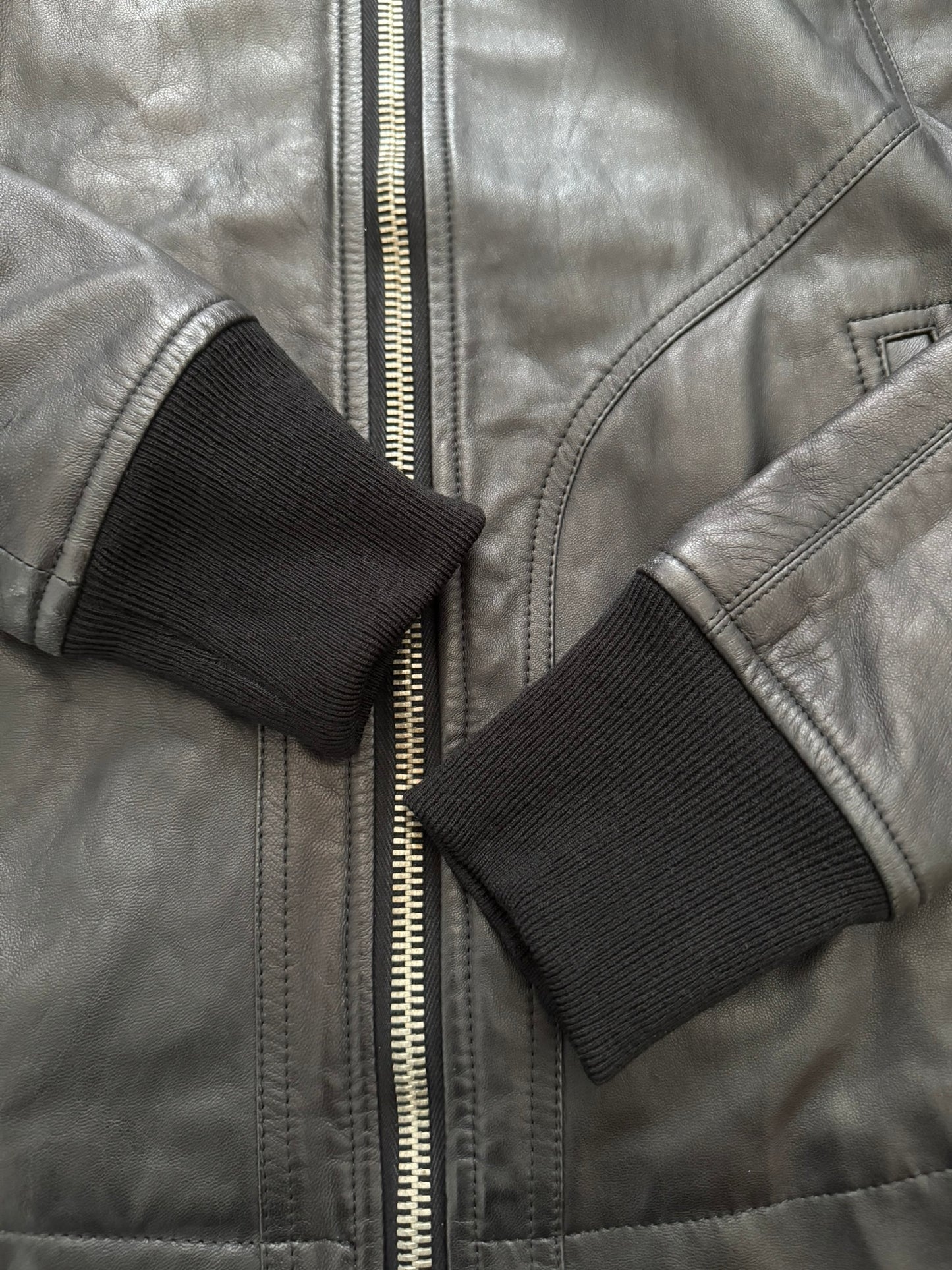 FW13 Rick Owens "Plinth" Long Neck Intarsia Lamb Leather Jacket