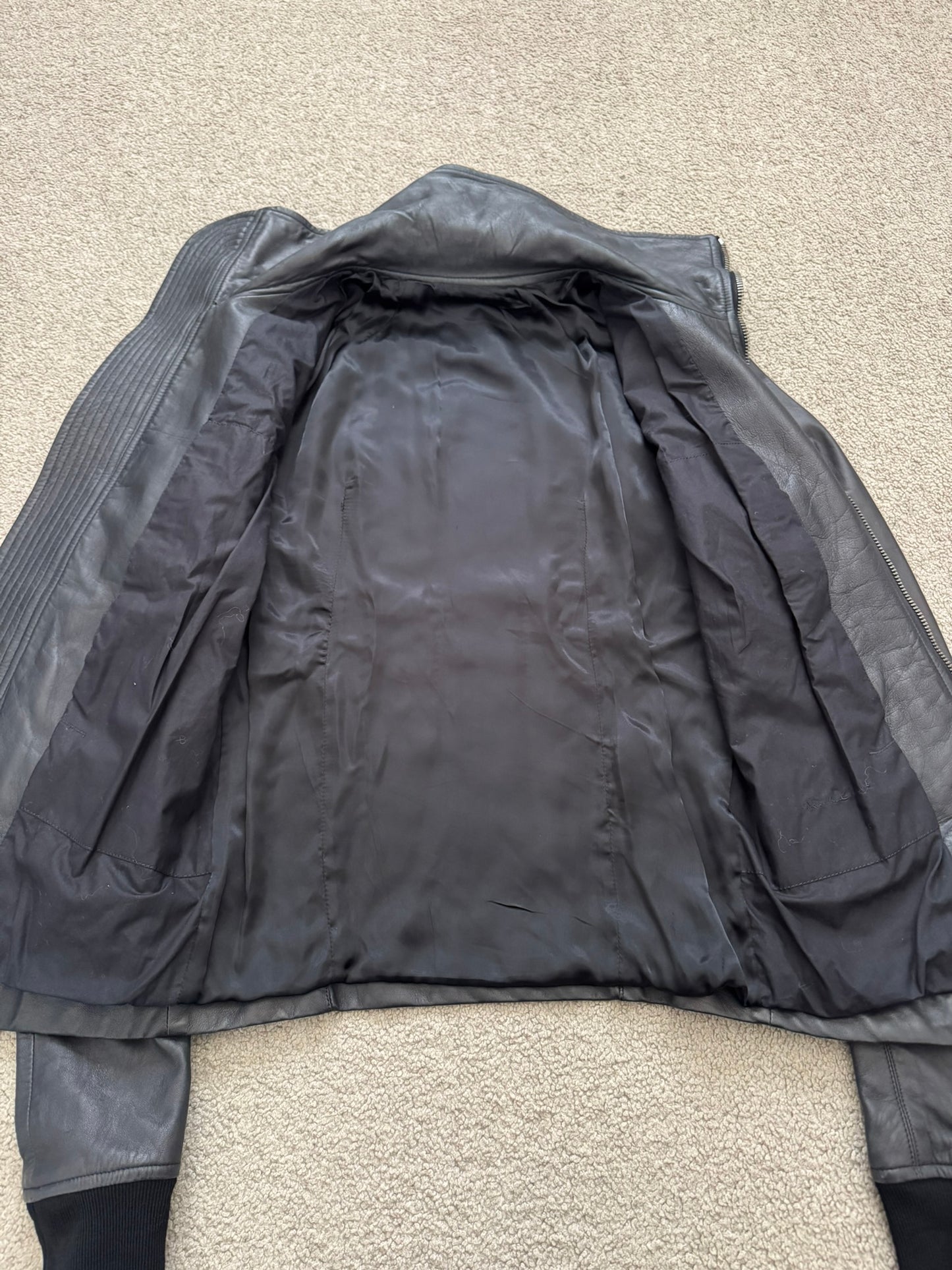 FW13 Rick Owens "Plinth" Long Neck Intarsia Lamb Leather Jacket