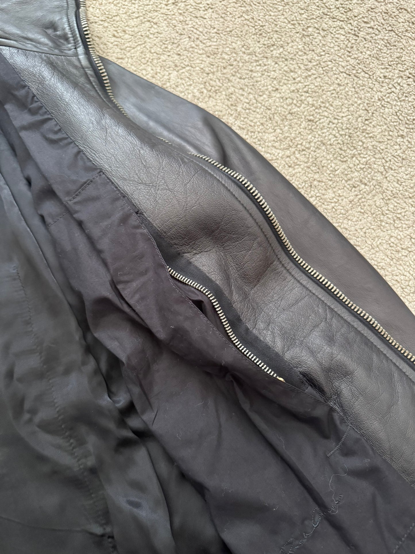 FW13 Rick Owens "Plinth" Long Neck Intarsia Lamb Leather Jacket