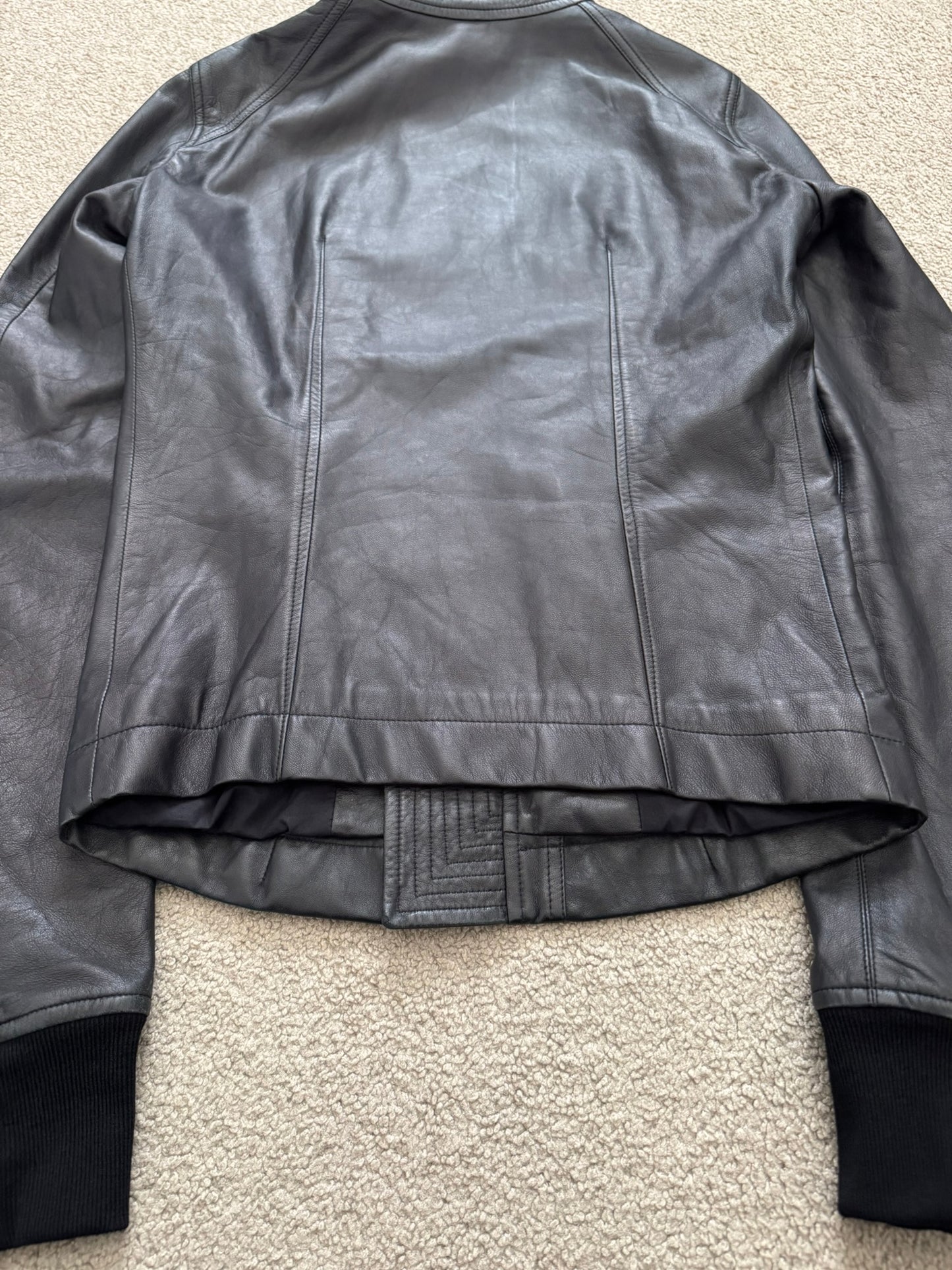 FW13 Rick Owens "Plinth" Long Neck Intarsia Lamb Leather Jacket
