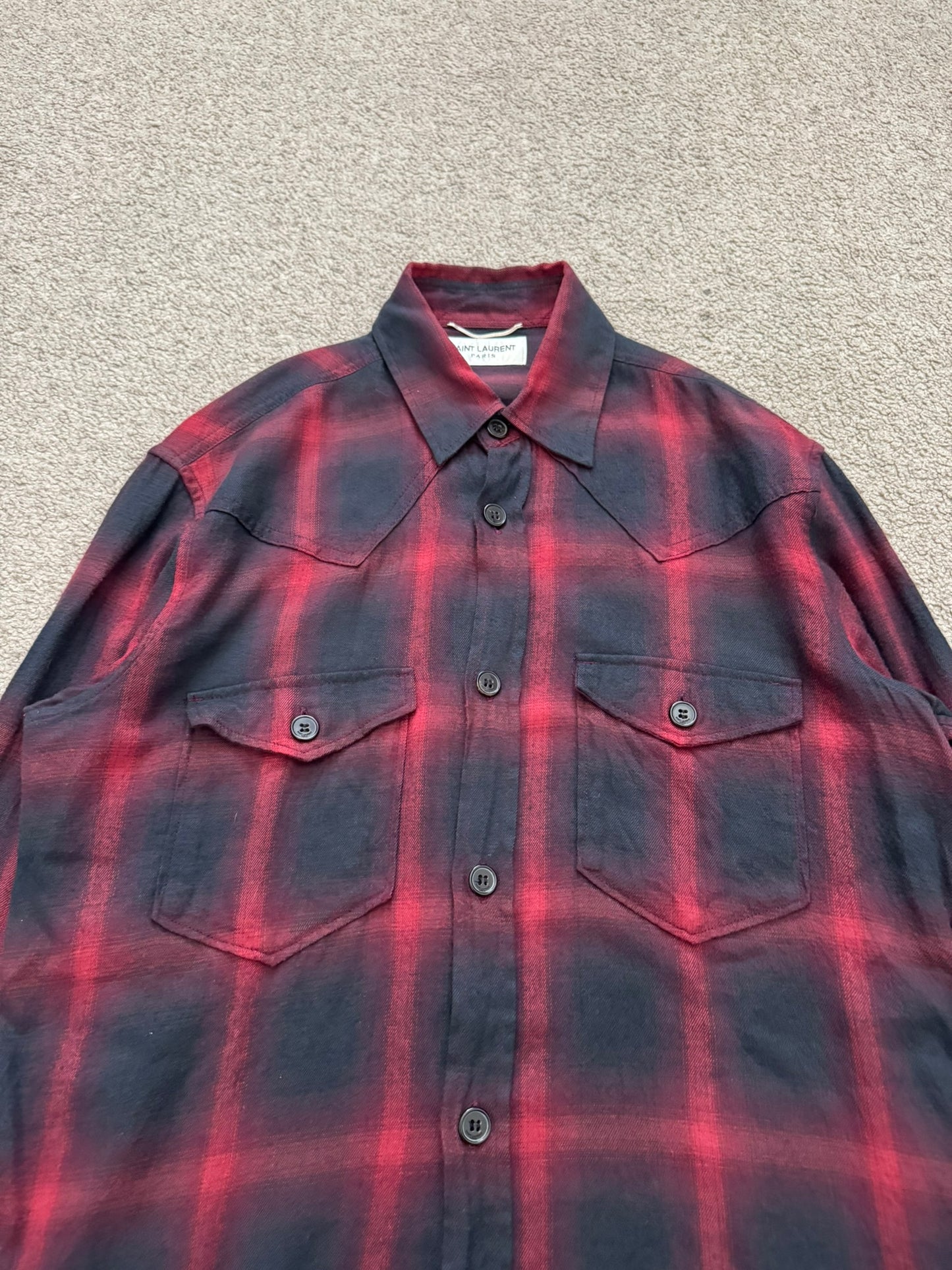 FW15 Saint Laurent by Hedi Slimane MIJ Western Flannel Shirt