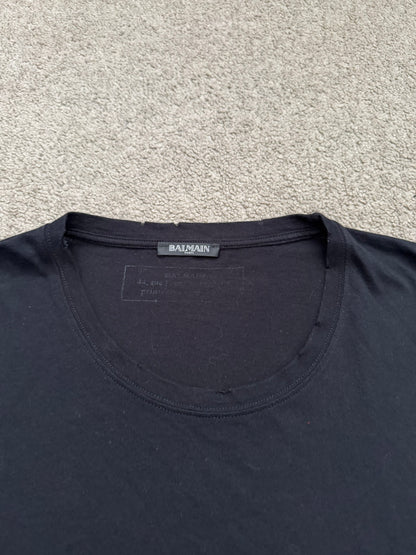 SS11 Balmain by Christophe Decarnin Black Distressed T Shirt