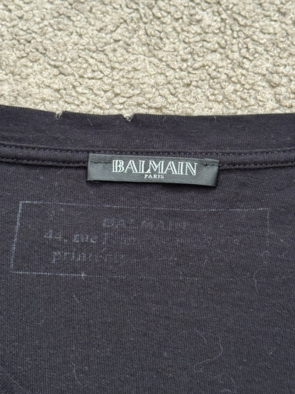 SS11 Balmain by Christophe Decarnin Black Distressed T Shirt