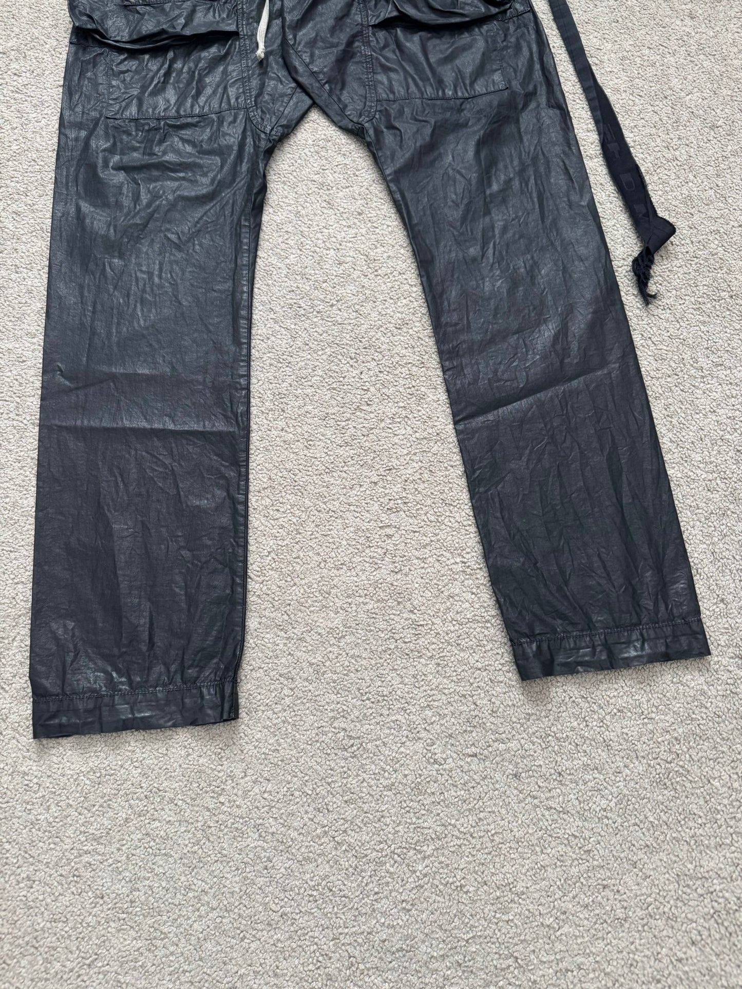 SS21 Rick Owens DRKSHDW Black Waxed Creatch Cargo Pants