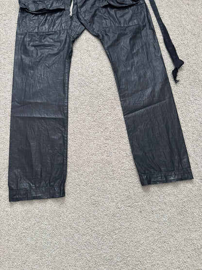 SS21 Rick Owens DRKSHDW Black Waxed Creatch Cargo Pants