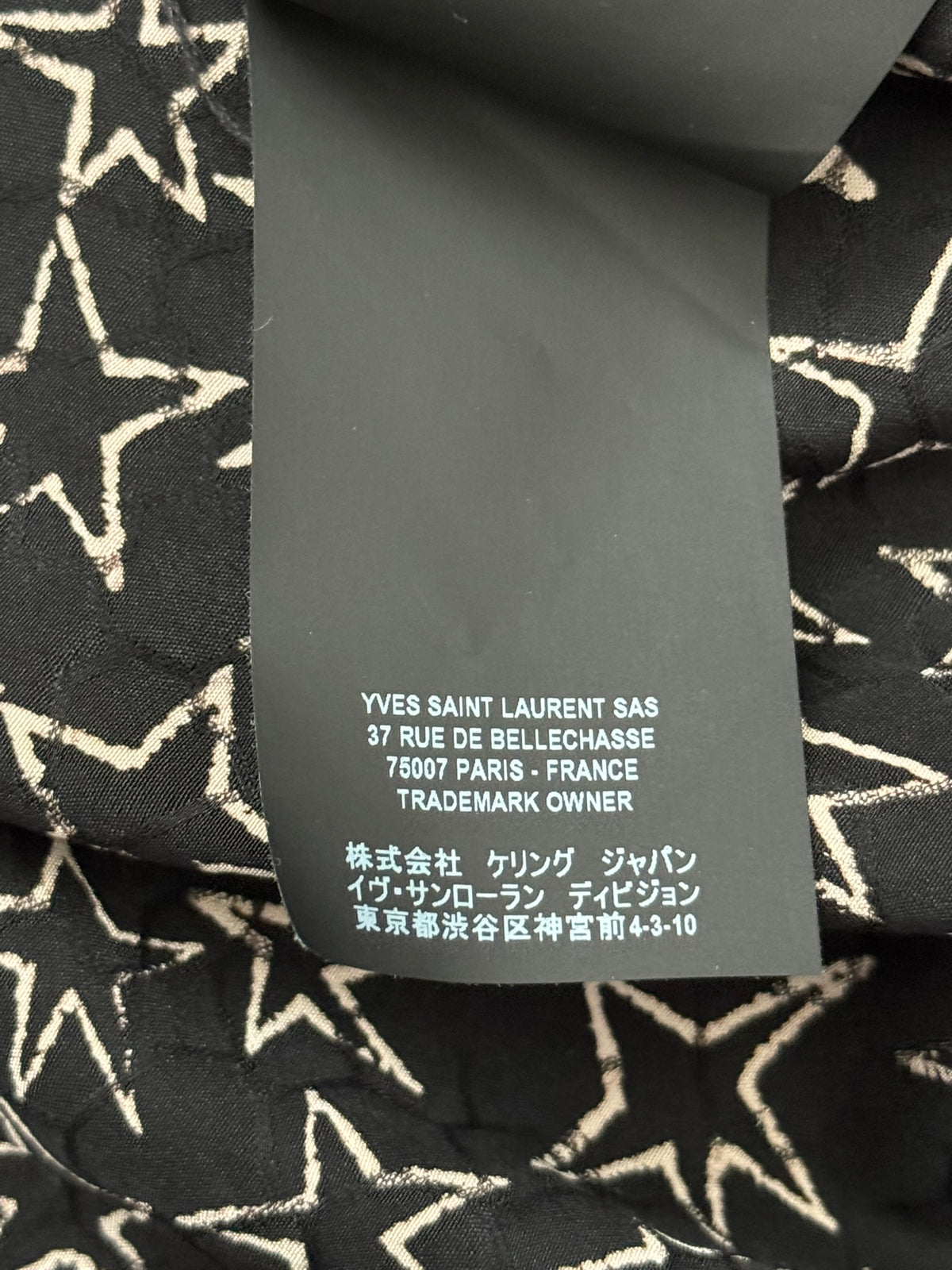 SS19 Saint Laurent Paris Star Pattern Silk Camp Short Sleeve Button Shirt