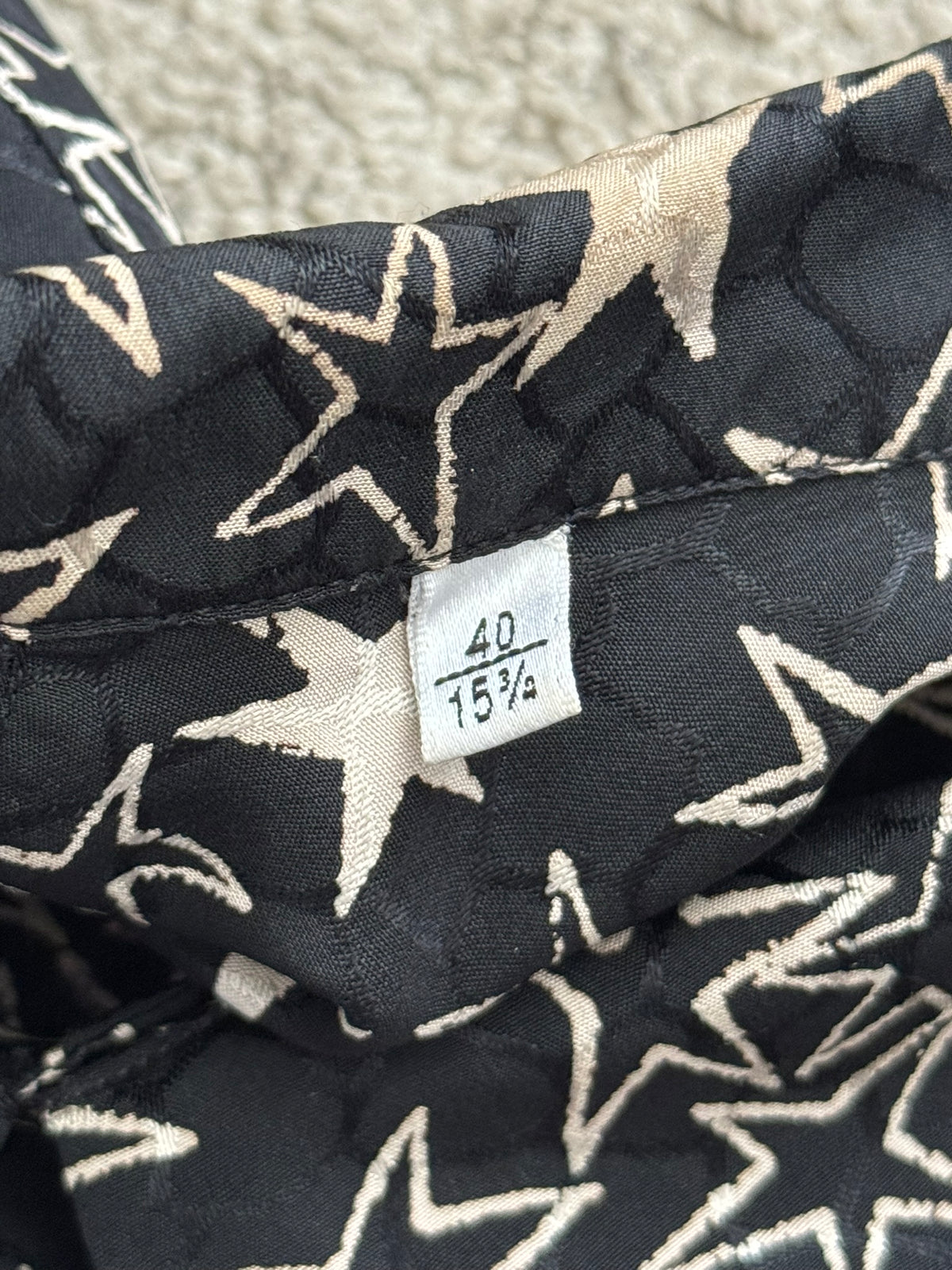 SS19 Saint Laurent Paris Star Pattern Silk Camp Short Sleeve Button Shirt