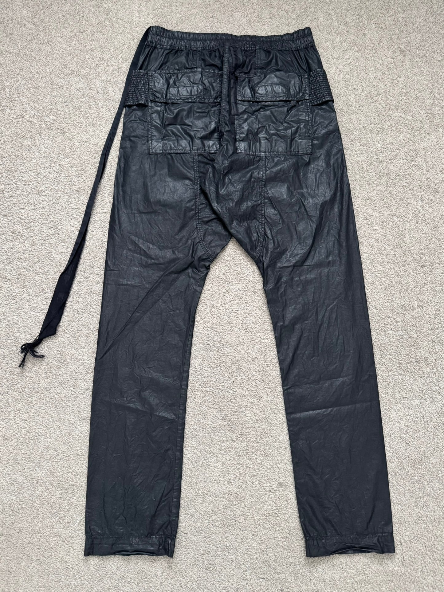 SS21 Rick Owens DRKSHDW Black Waxed Creatch Cargo Pants
