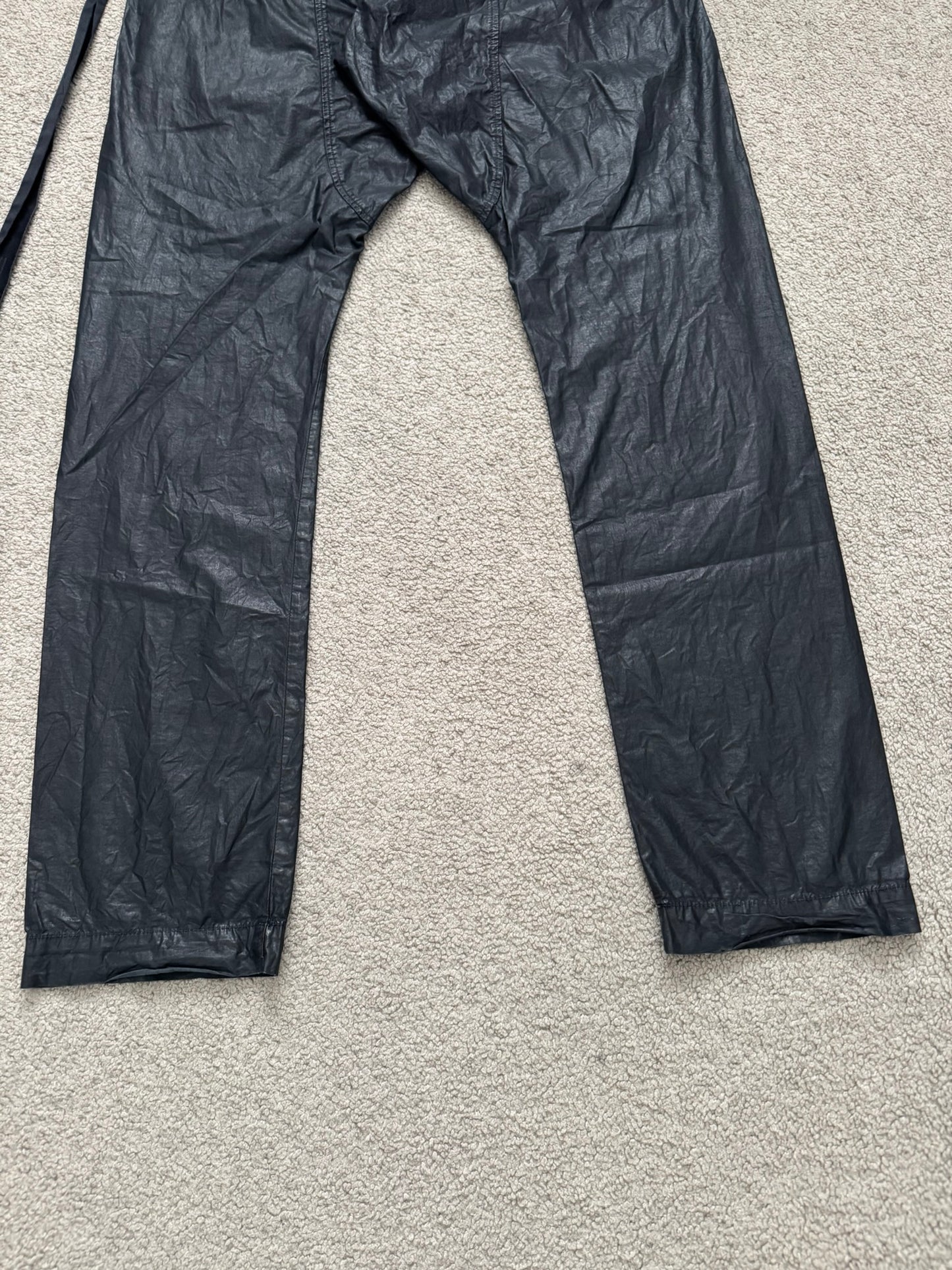 SS21 Rick Owens DRKSHDW Black Waxed Creatch Cargo Pants