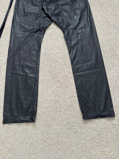 SS21 Rick Owens DRKSHDW Black Waxed Creatch Cargo Pants