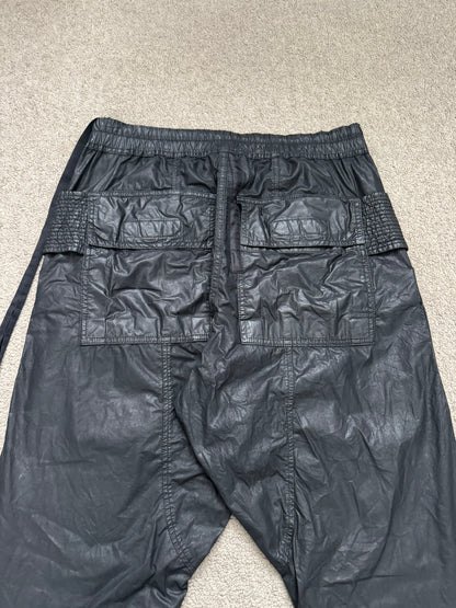SS21 Rick Owens DRKSHDW Black Waxed Creatch Cargo Pants