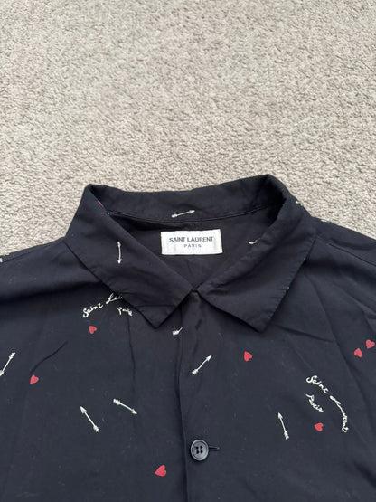 SS21 Saint Laurent Paris Cupid Arrow Logo Camp Short Sleeve Shirt