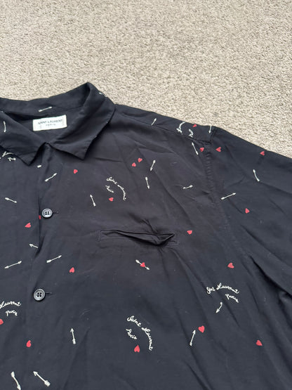 SS21 Saint Laurent Paris Cupid Arrow Logo Camp Short Sleeve Shirt