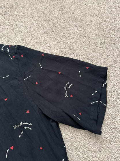 SS21 Saint Laurent Paris Cupid Arrow Logo Camp Short Sleeve Shirt