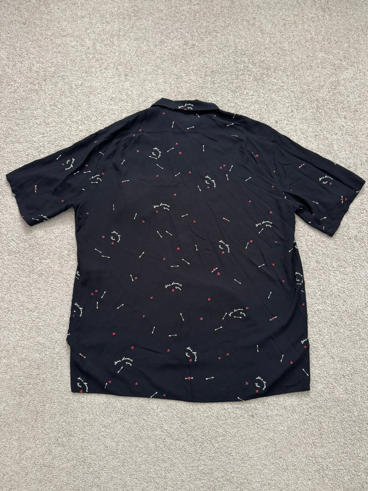 SS21 Saint Laurent Paris Cupid Arrow Logo Camp Short Sleeve Shirt