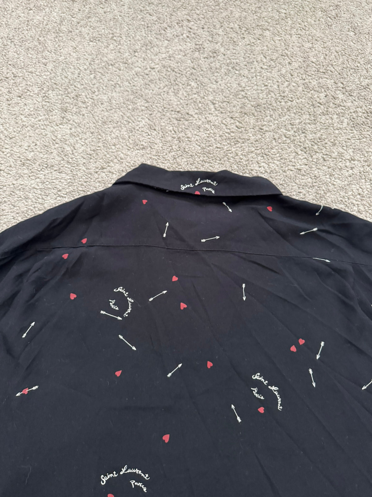 SS21 Saint Laurent Paris Cupid Arrow Logo Camp Short Sleeve Shirt