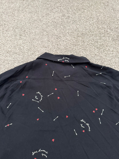 SS21 Saint Laurent Paris Cupid Arrow Logo Camp Short Sleeve Shirt