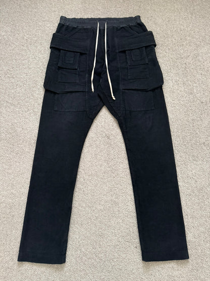 FW15 Rick Owens DRKSHDW Black Corduroy Creatch Cargo Pants