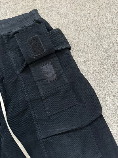 FW15 Rick Owens DRKSHDW Black Corduroy Creatch Cargo Pants