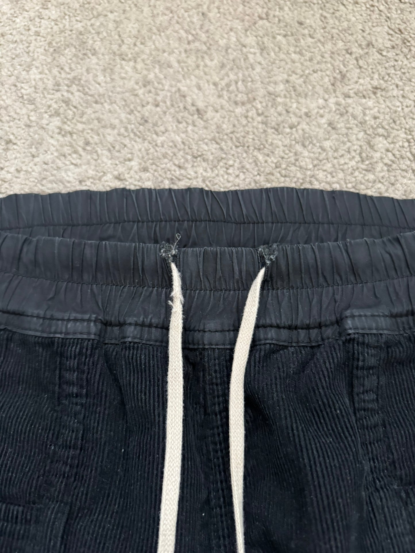 FW15 Rick Owens DRKSHDW Black Corduroy Creatch Cargo Pants