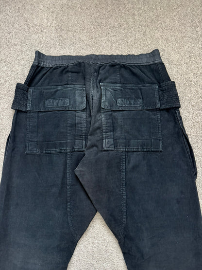 FW15 Rick Owens DRKSHDW Black Corduroy Creatch Cargo Pants