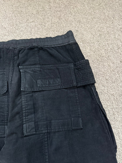 FW15 Rick Owens DRKSHDW Black Corduroy Creatch Cargo Pants