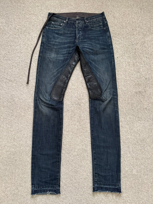 FW09 Rick Owens DRKSHDW Leather Panel Detroit Denim Jeans
