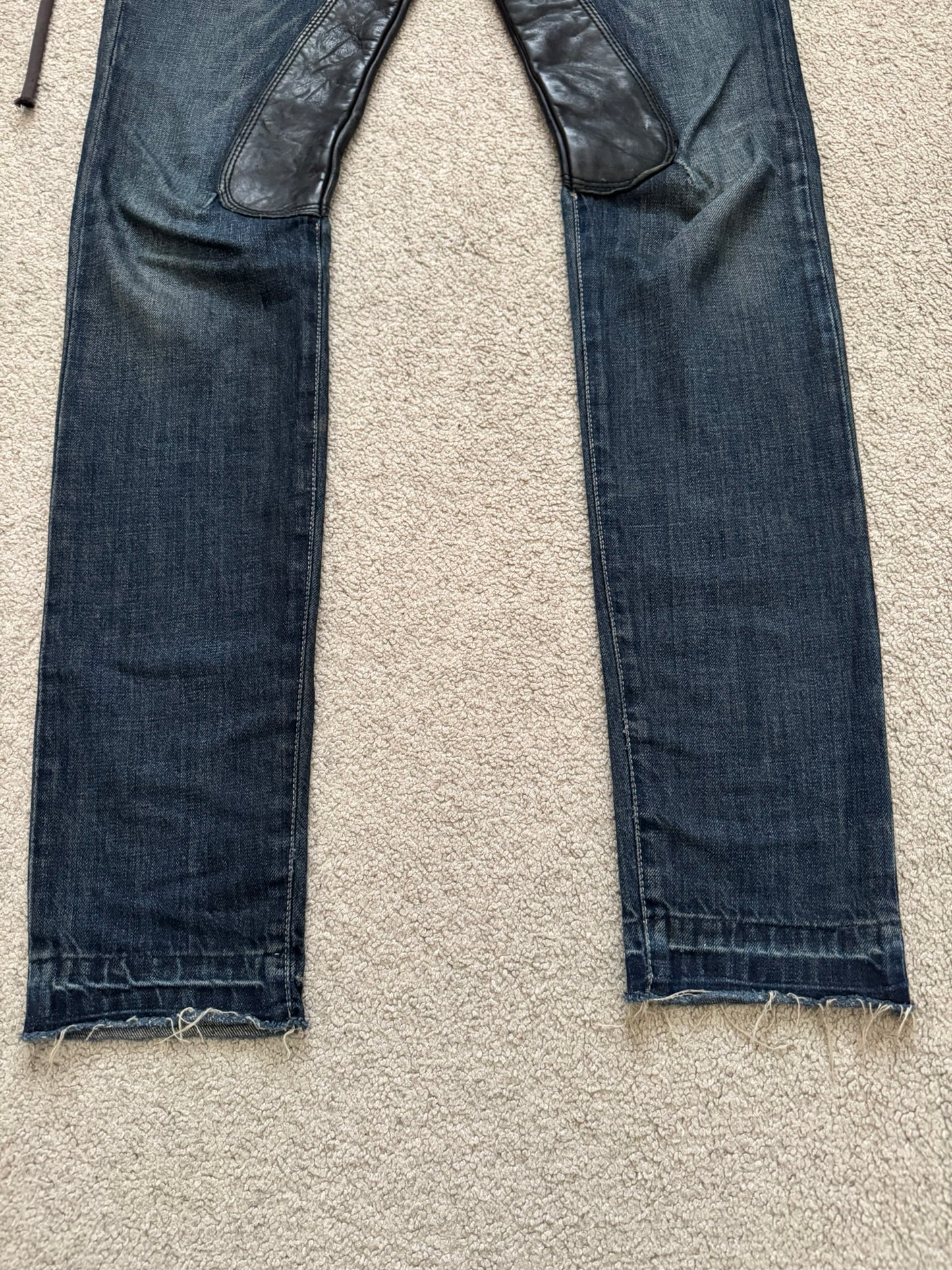 FW09 Rick Owens DRKSHDW Leather Panel Detroit Denim Jeans