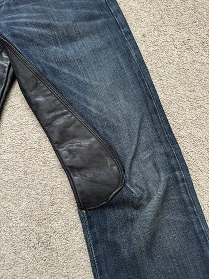 FW09 Rick Owens DRKSHDW Leather Panel Detroit Denim Jeans