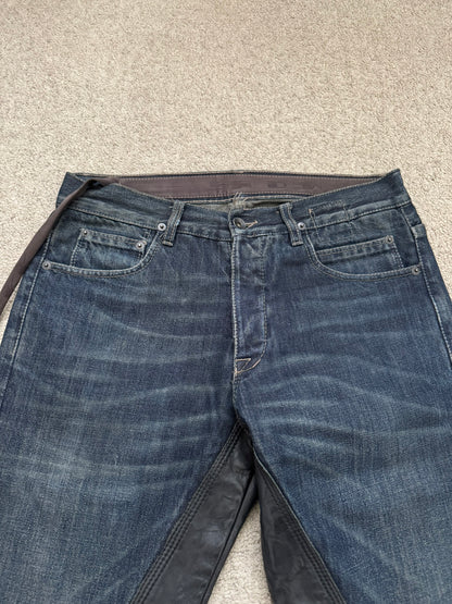 FW09 Rick Owens DRKSHDW Leather Panel Detroit Denim Jeans