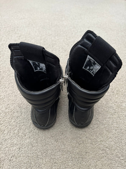 SS16 Rick Owens Mainline Triple Black Geobasket High Top Sneakers