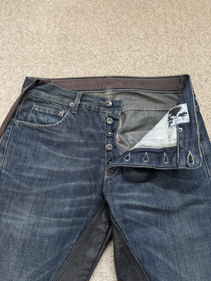 FW09 Rick Owens DRKSHDW Leather Panel Detroit Denim Jeans