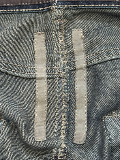 FW09 Rick Owens DRKSHDW Leather Panel Detroit Denim Jeans