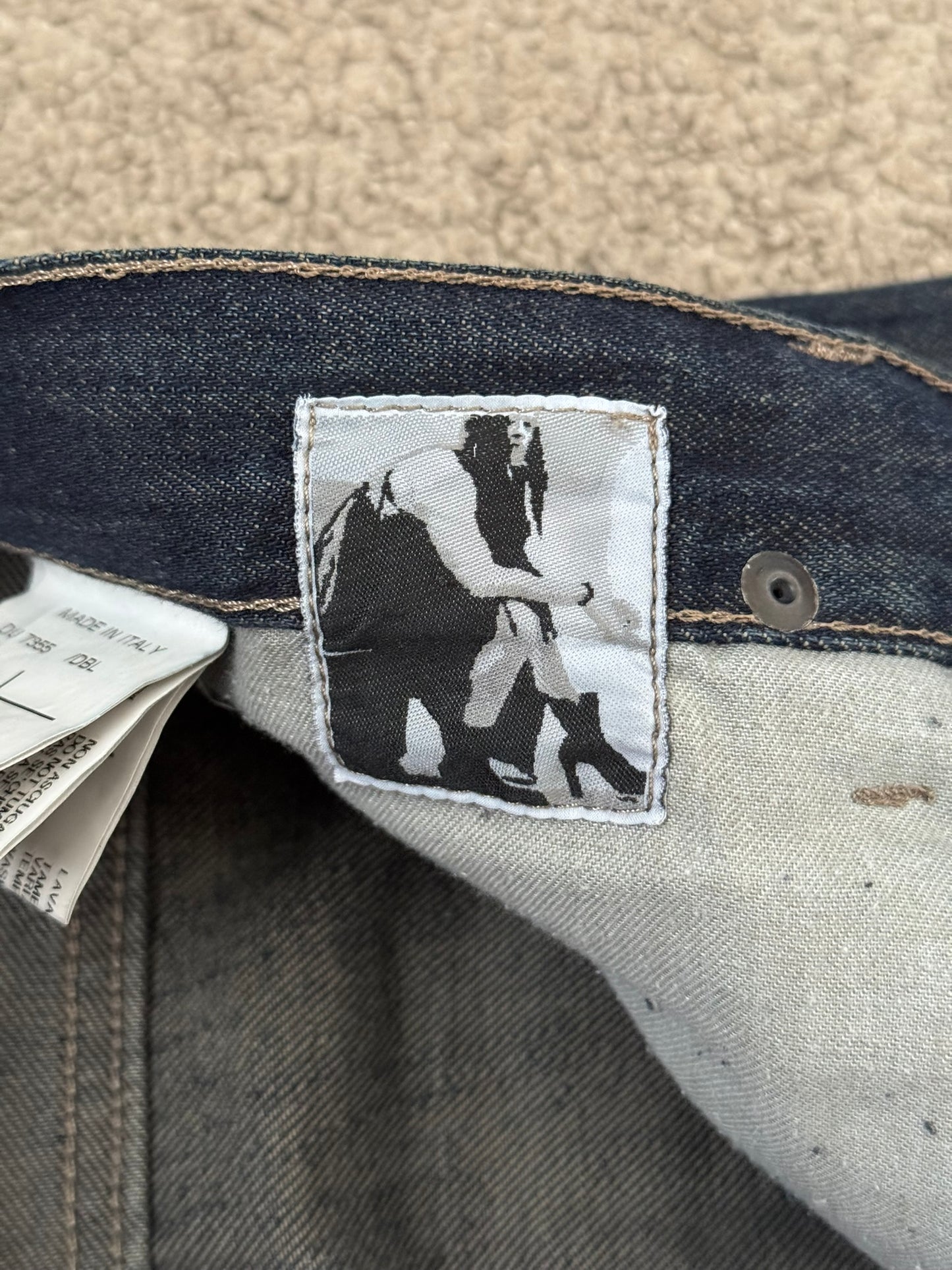 FW09 Rick Owens DRKSHDW Leather Panel Detroit Denim Jeans