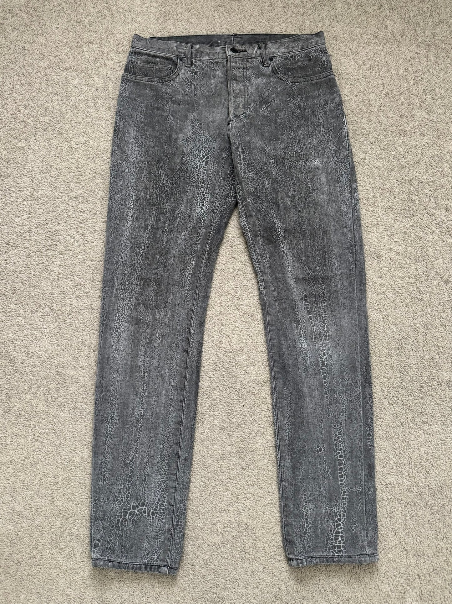 AW08 Dior Homme by Kris Van Assche Batik Wash Spiderweb Denim Jeans